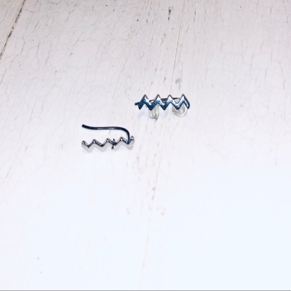 Silver Zigzag Crawler Earring